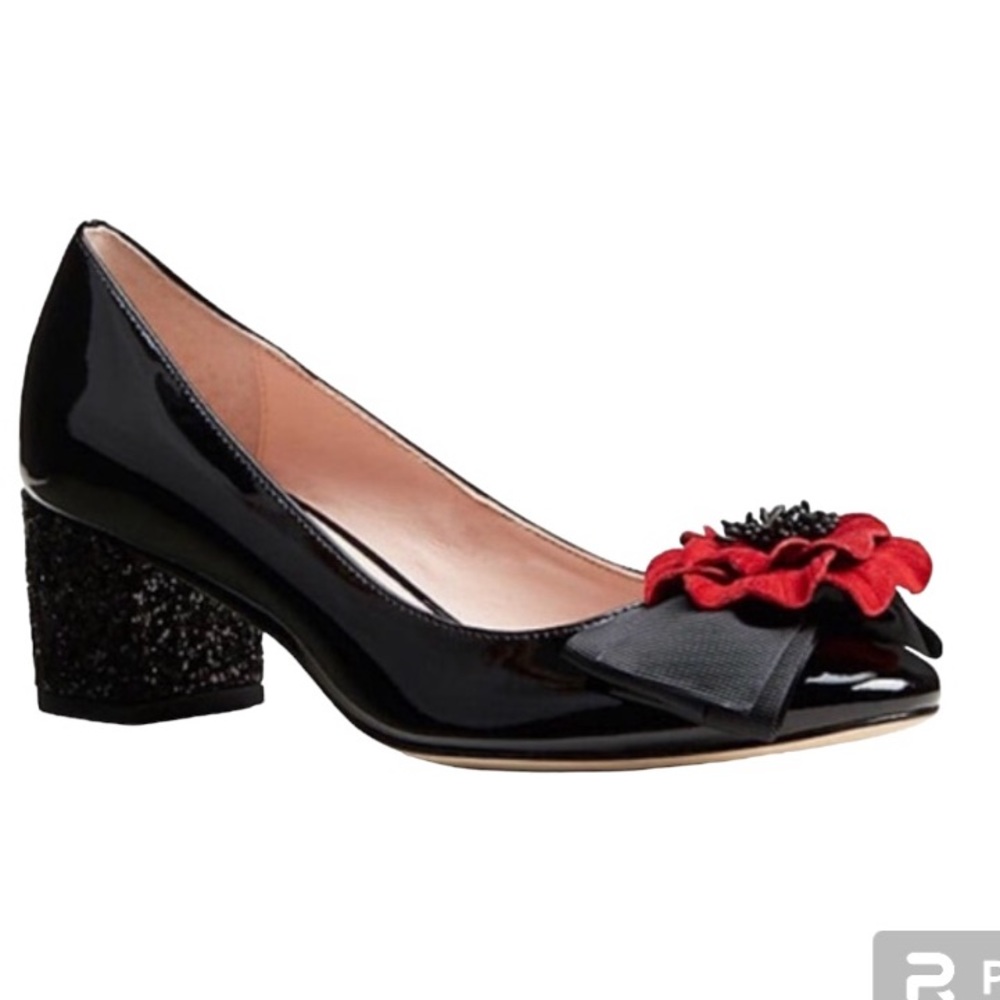 ISO IN SEARCH OF Kate Spade Milford Black Patent Leather Pumps Poppy In Size 9